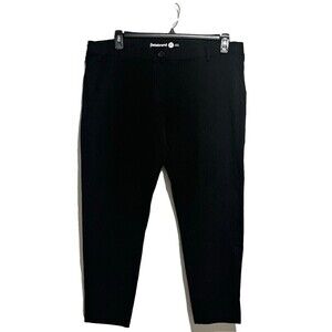Betabrand Women's Straight Leg Cropped Pants Black Petite2XL Mid Rise Flat Front